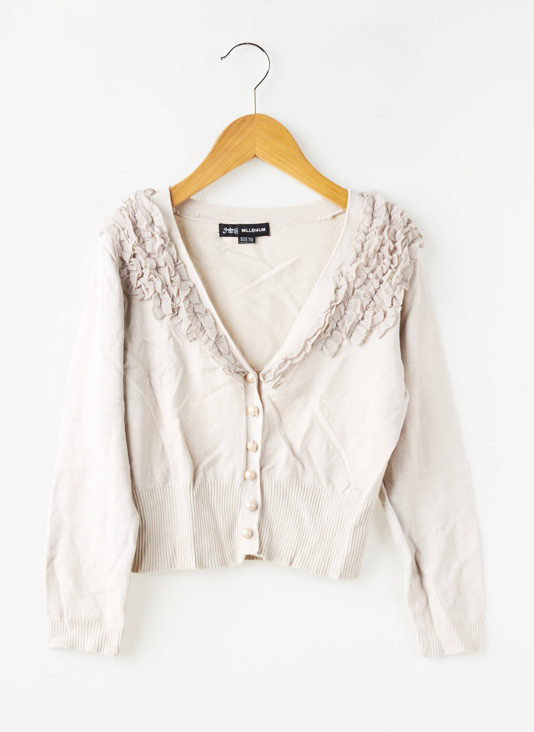 Gilet manches longues col v gris JS MILLENIUM fille