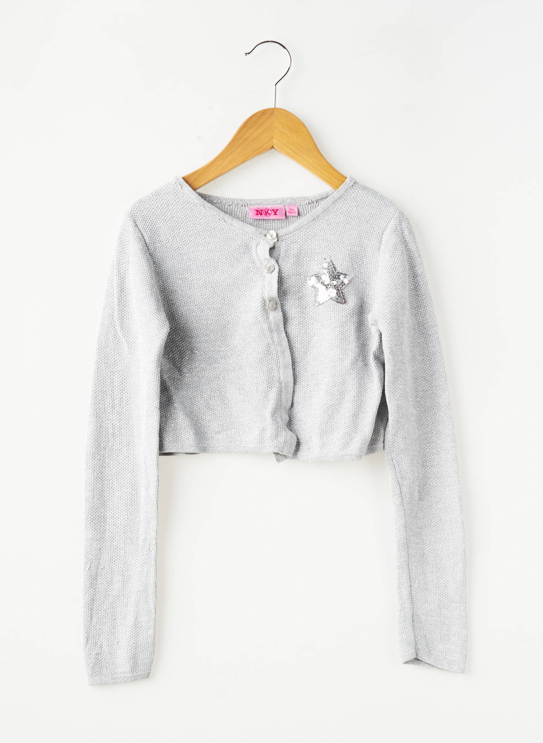 Gilet manches longues col rond gris NKY fille