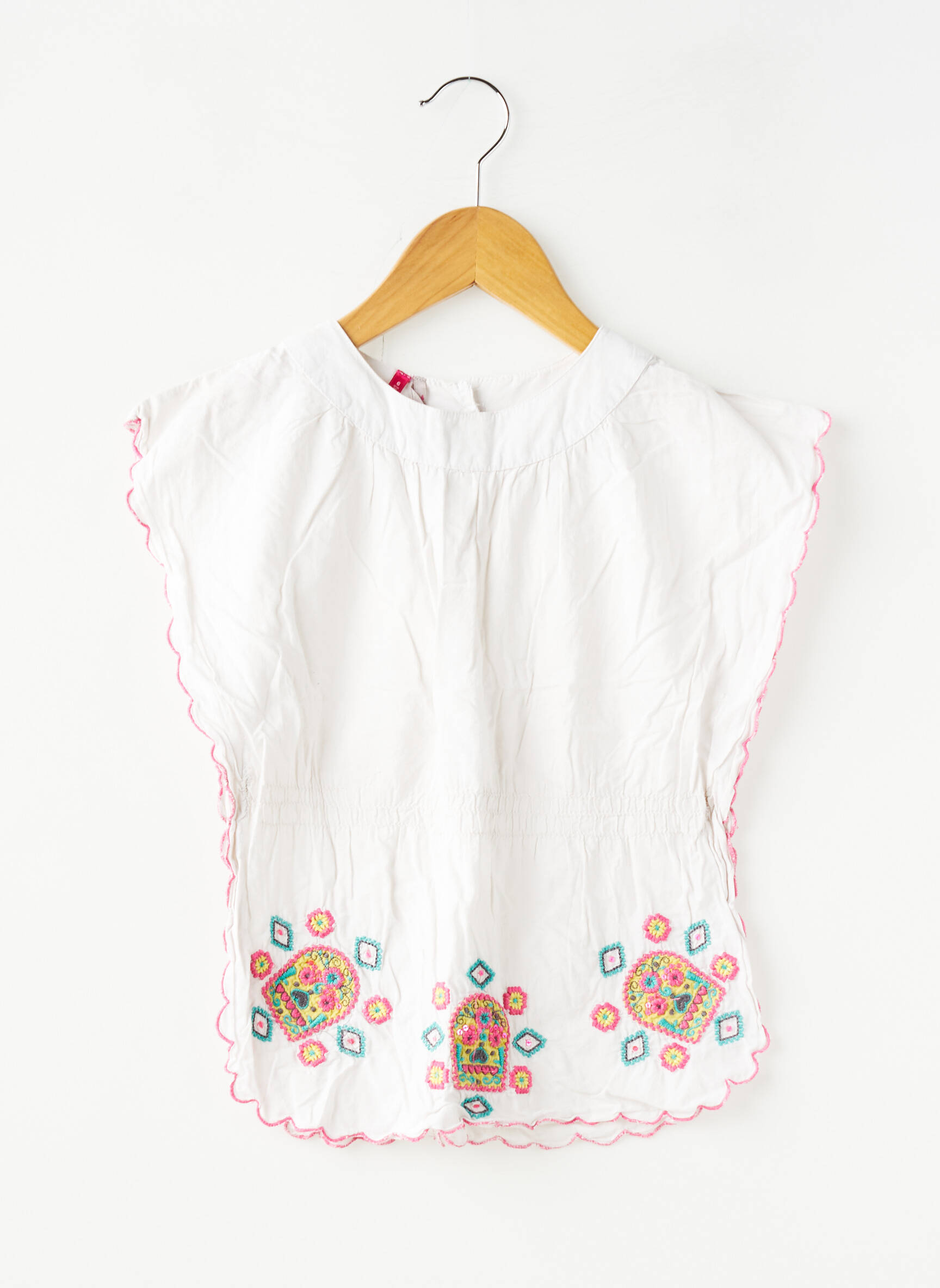 Blouse tissage popeline manches courtes blanc ORCHESTRA fille