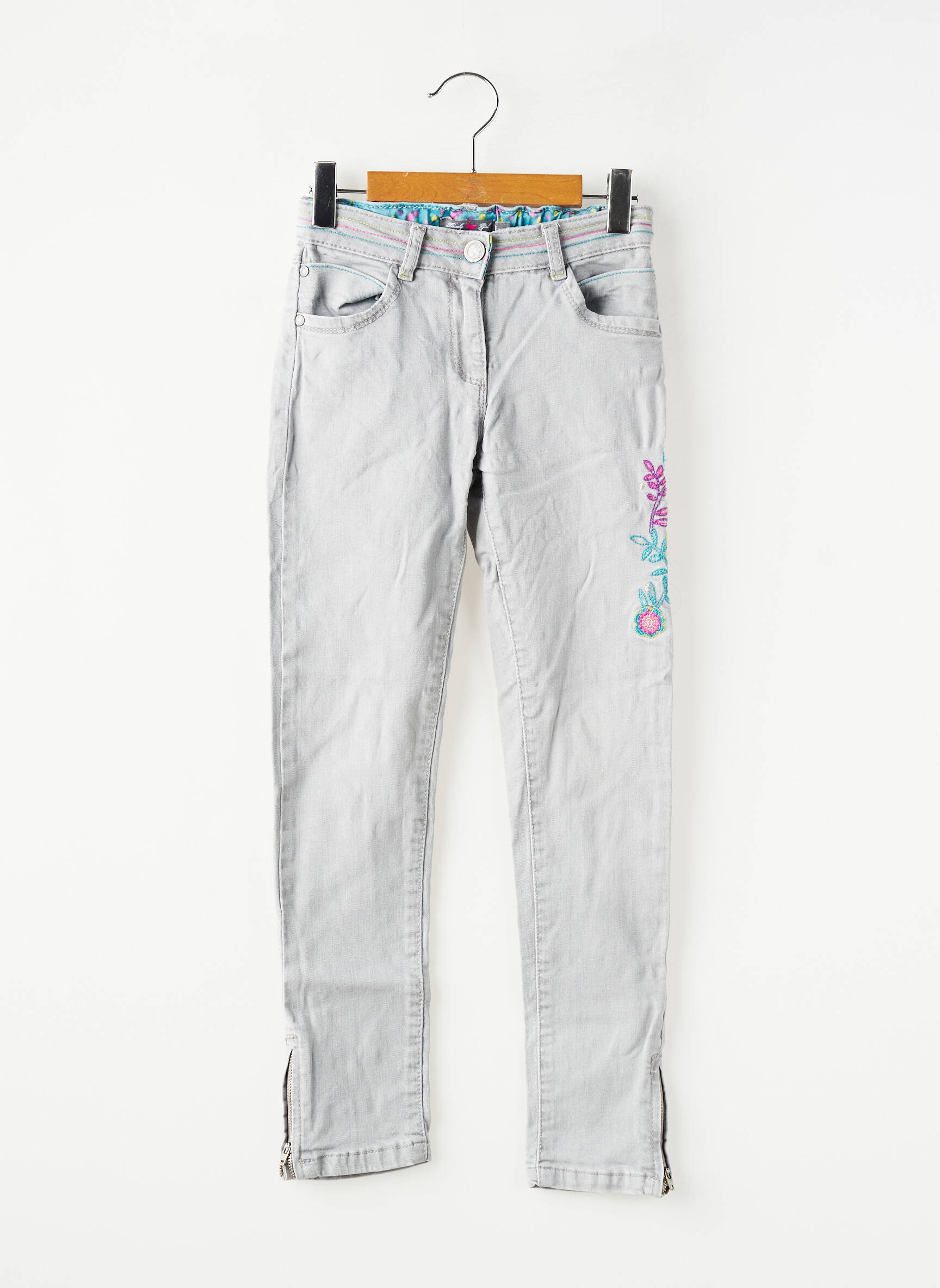 Jeans coupe slim stretch taille ajustable gris ORCHESTRA fille