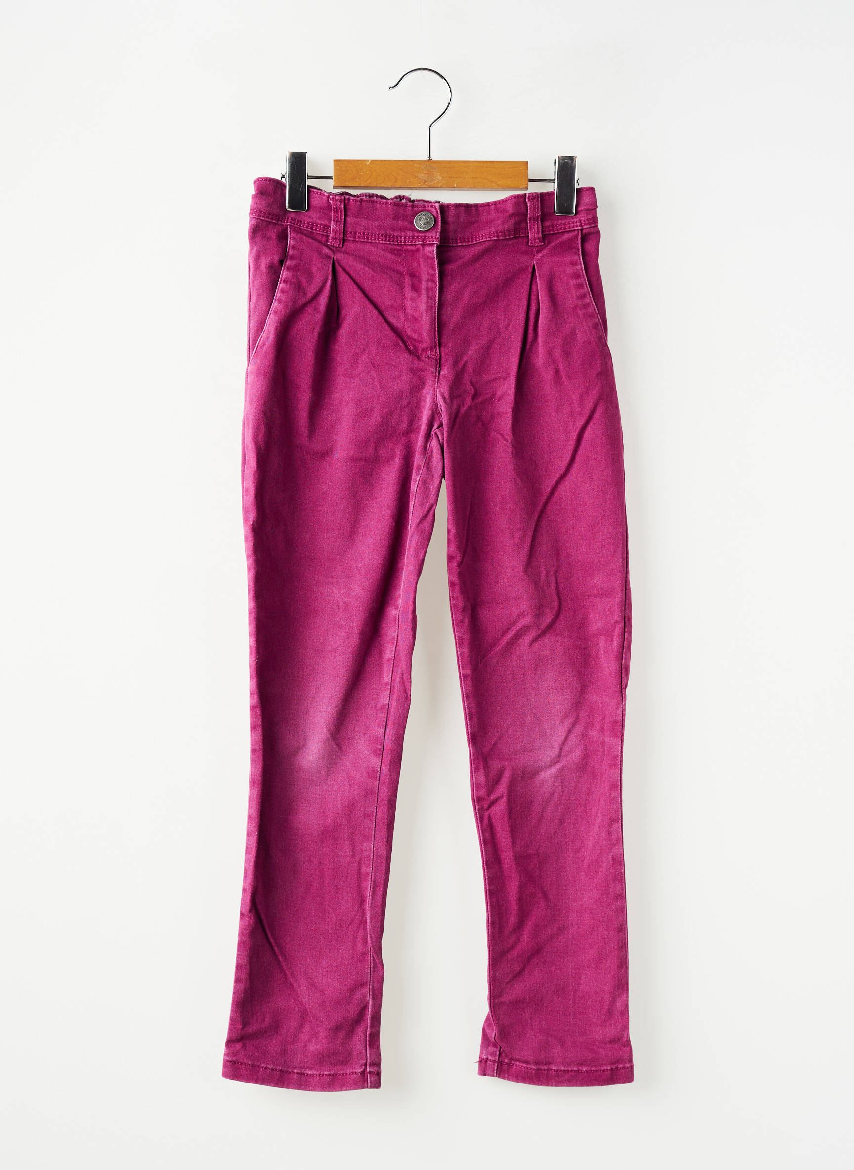 Jeans coupe slim stretch taille à pinces rose ORCHESTRA fille