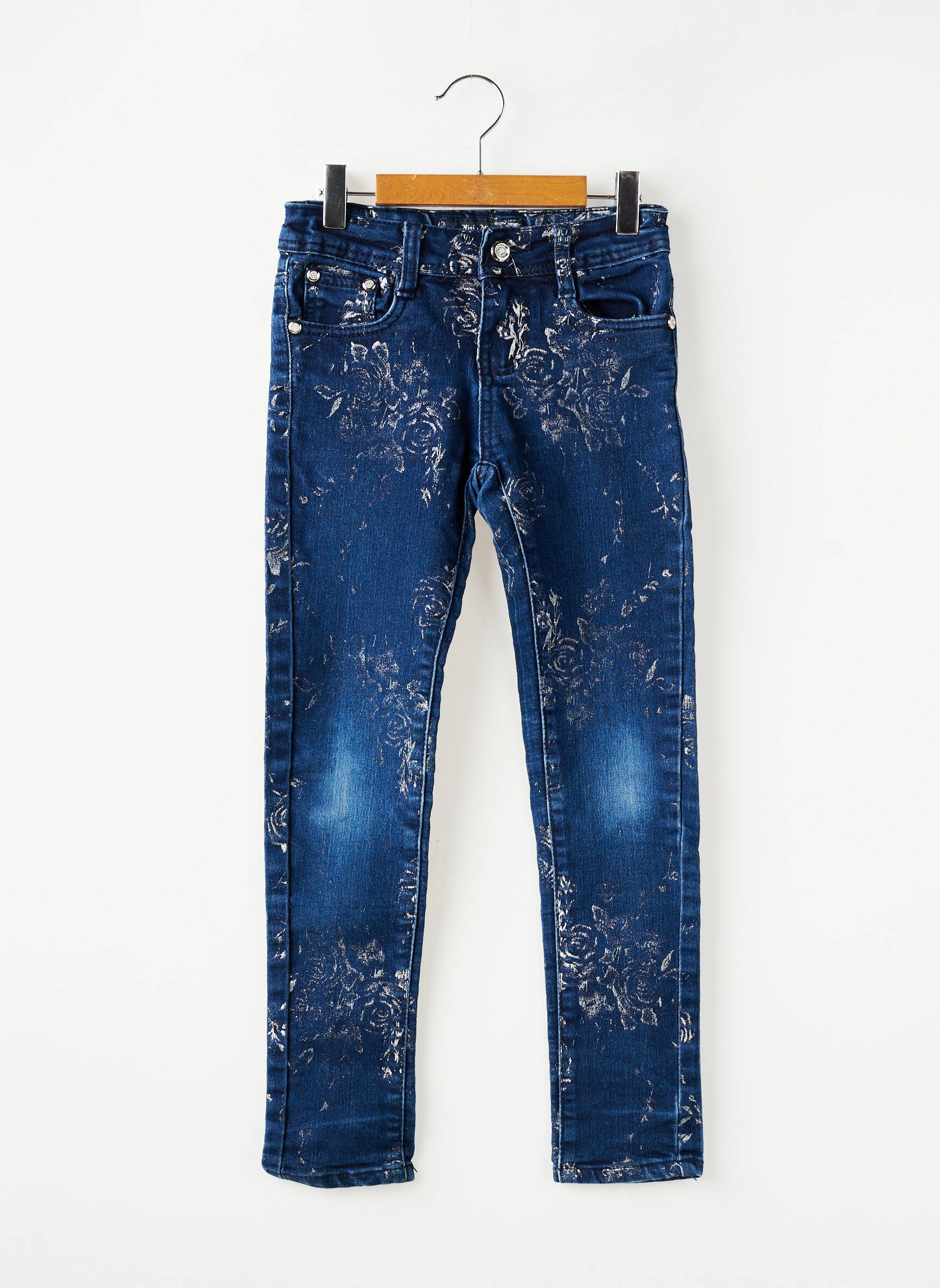 Jeans coupe slim stretch taille ajustable bleu MINI MIGNON fille