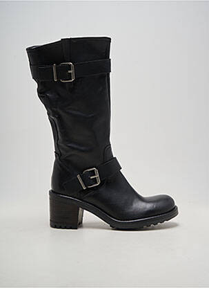 Bottes matière lisse talon de 4 à 6cm noir E-COW femme