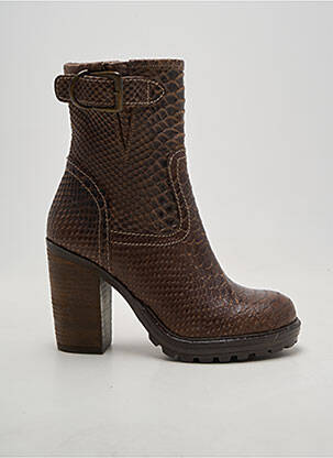 Bottes bout rond talon de 7 à 9cm marron E-COW femme