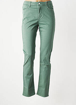 Pantalon slim tissage popeline taille normale vert KANOPE femme