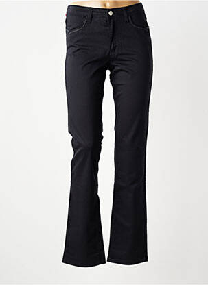 Pantalon droit tissage popeline taille normale noir KANOPE femme