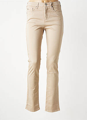 Pantalon slim tissage popeline taille normale beige KANOPE femme