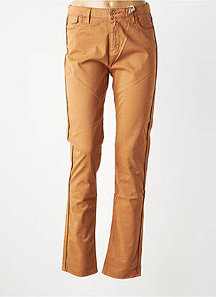 Pantalon droit tissage popeline taille normale orange KANOPE femme