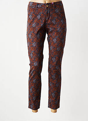 Pantalon chino tissage popeline taille normale orange KANOPE femme