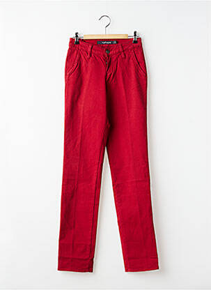 Pantalon chino tissage popeline taille normale rouge KANOPE femme