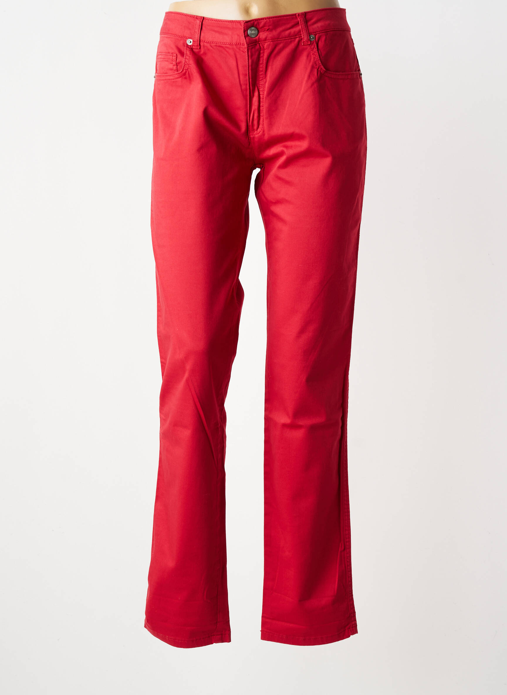 Pantalon slim tissage popeline taille normale rouge JEANNE ET MARIUS femme