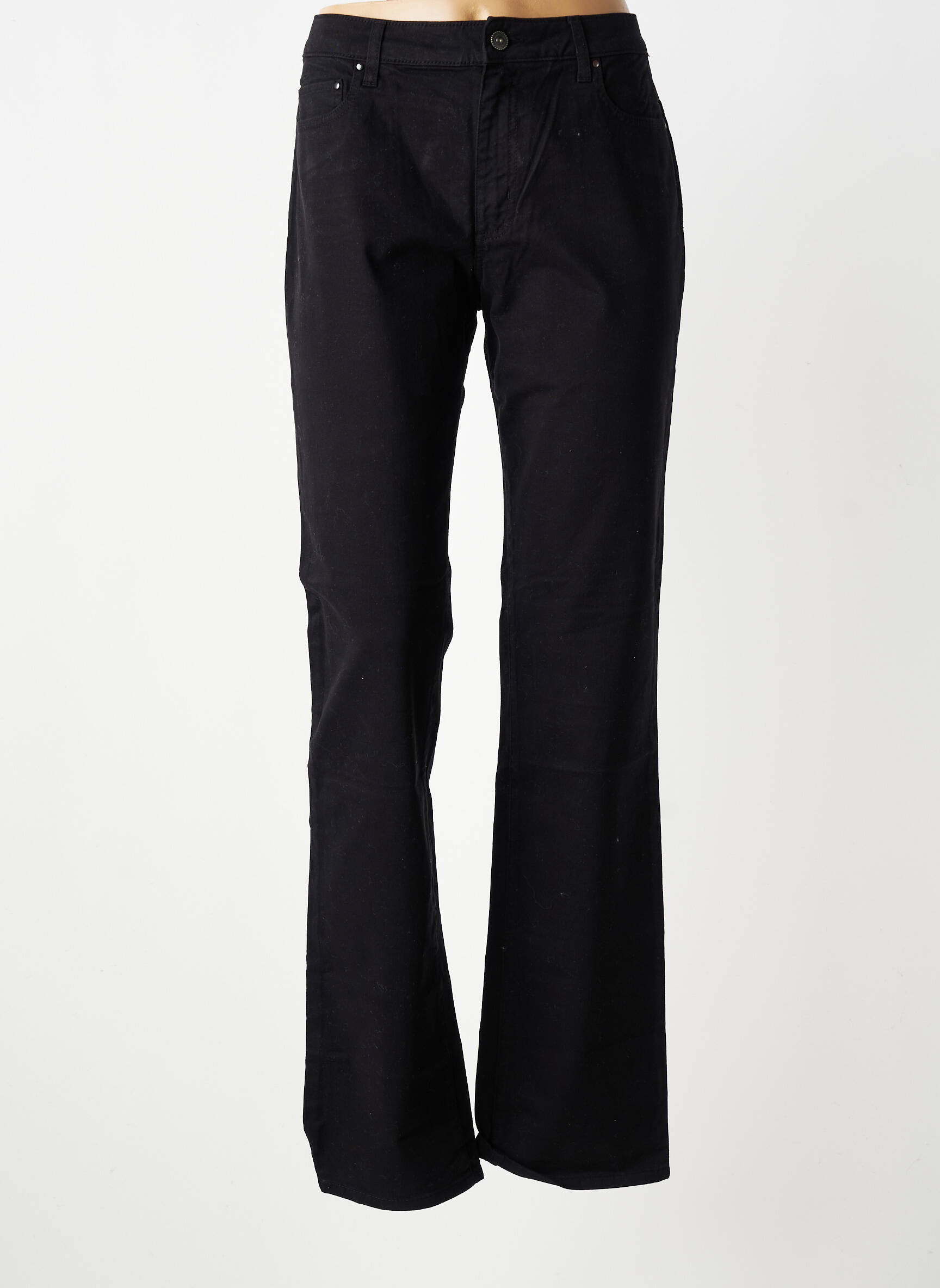 Pantalon droit fermeture zippée sous rabat boutonné taille normale noir KANOPE femme