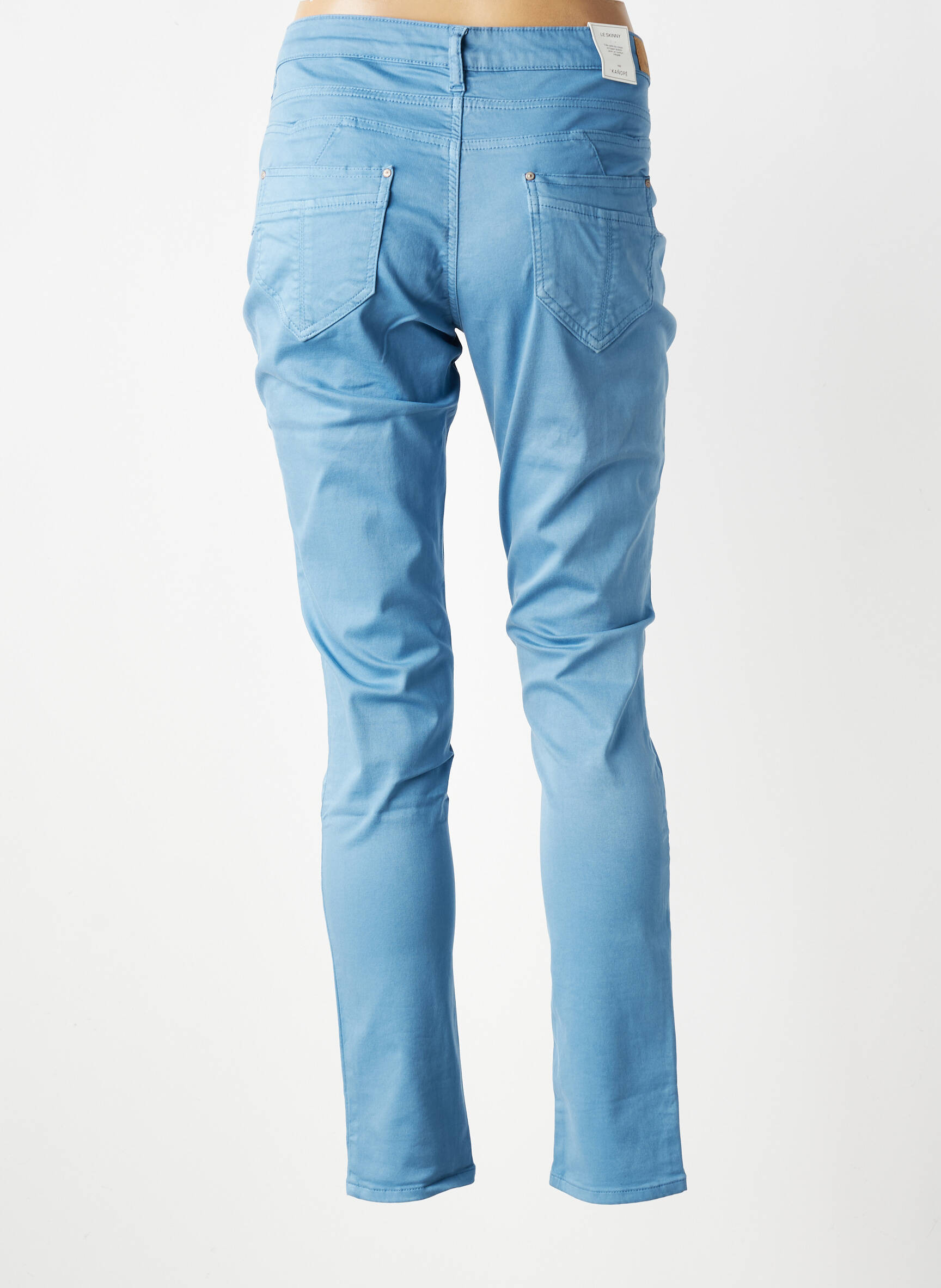 Pantalon slim tissage popeline taille normale bleu KANOPE femme