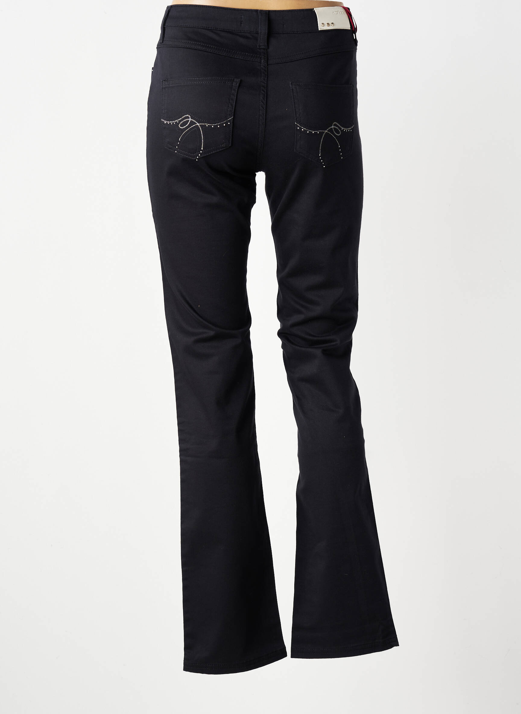 Pantalon droit tissage popeline taille normale noir KANOPE femme