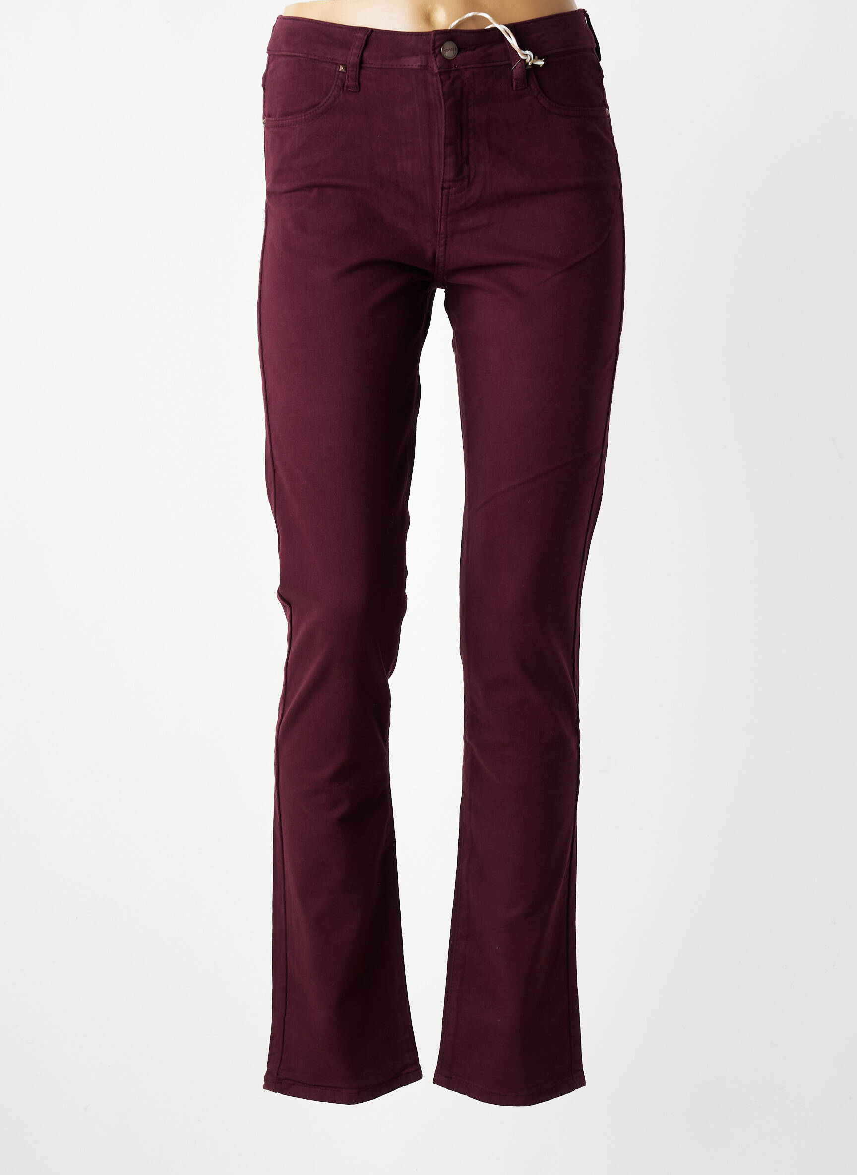Pantalon droit stretch taille haute violet KANOPE femme