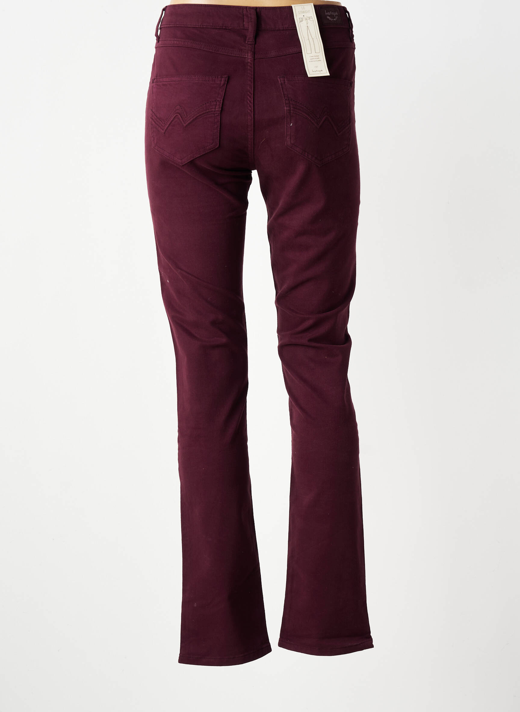 Pantalon droit stretch taille haute violet KANOPE femme