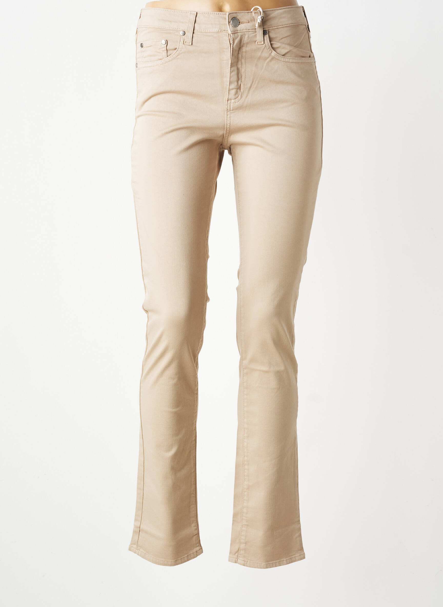 Pantalon slim tissage popeline taille normale beige KANOPE femme
