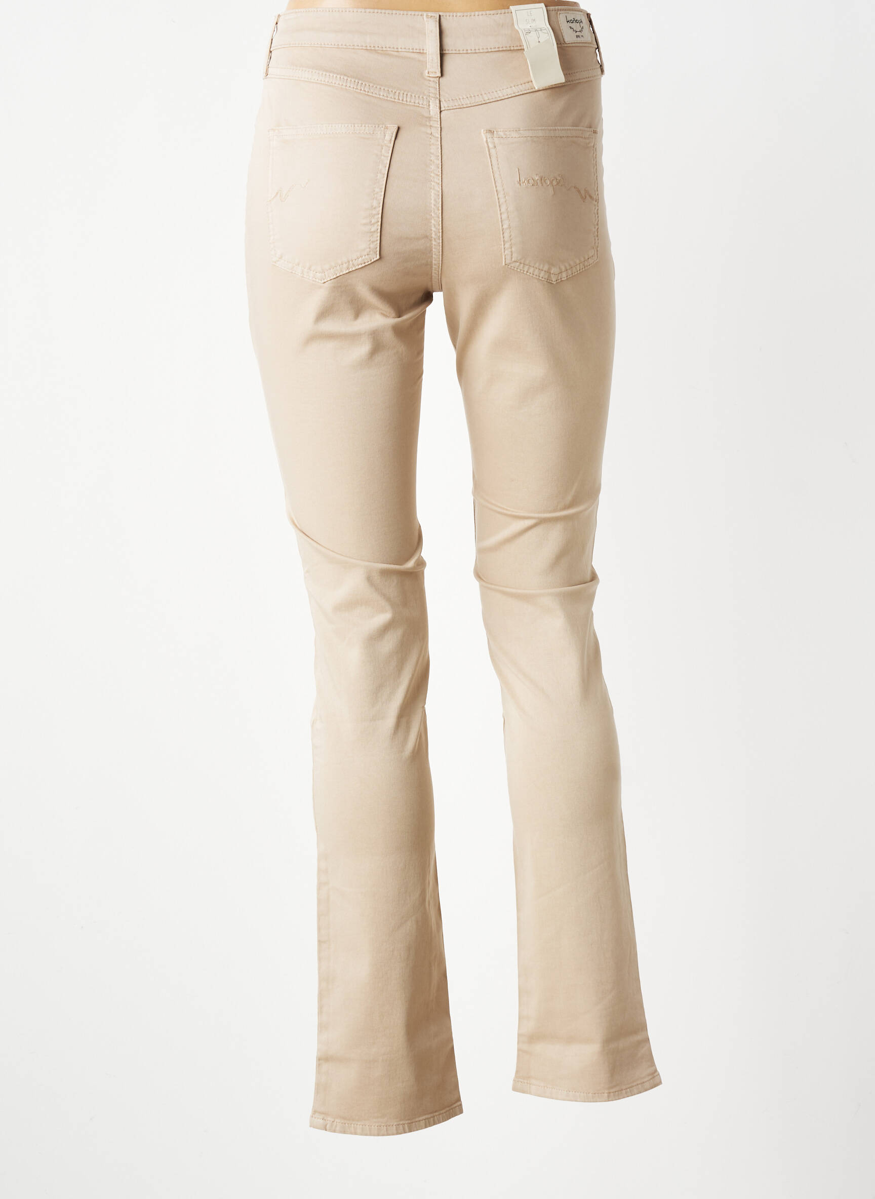 Pantalon slim tissage popeline taille normale beige KANOPE femme