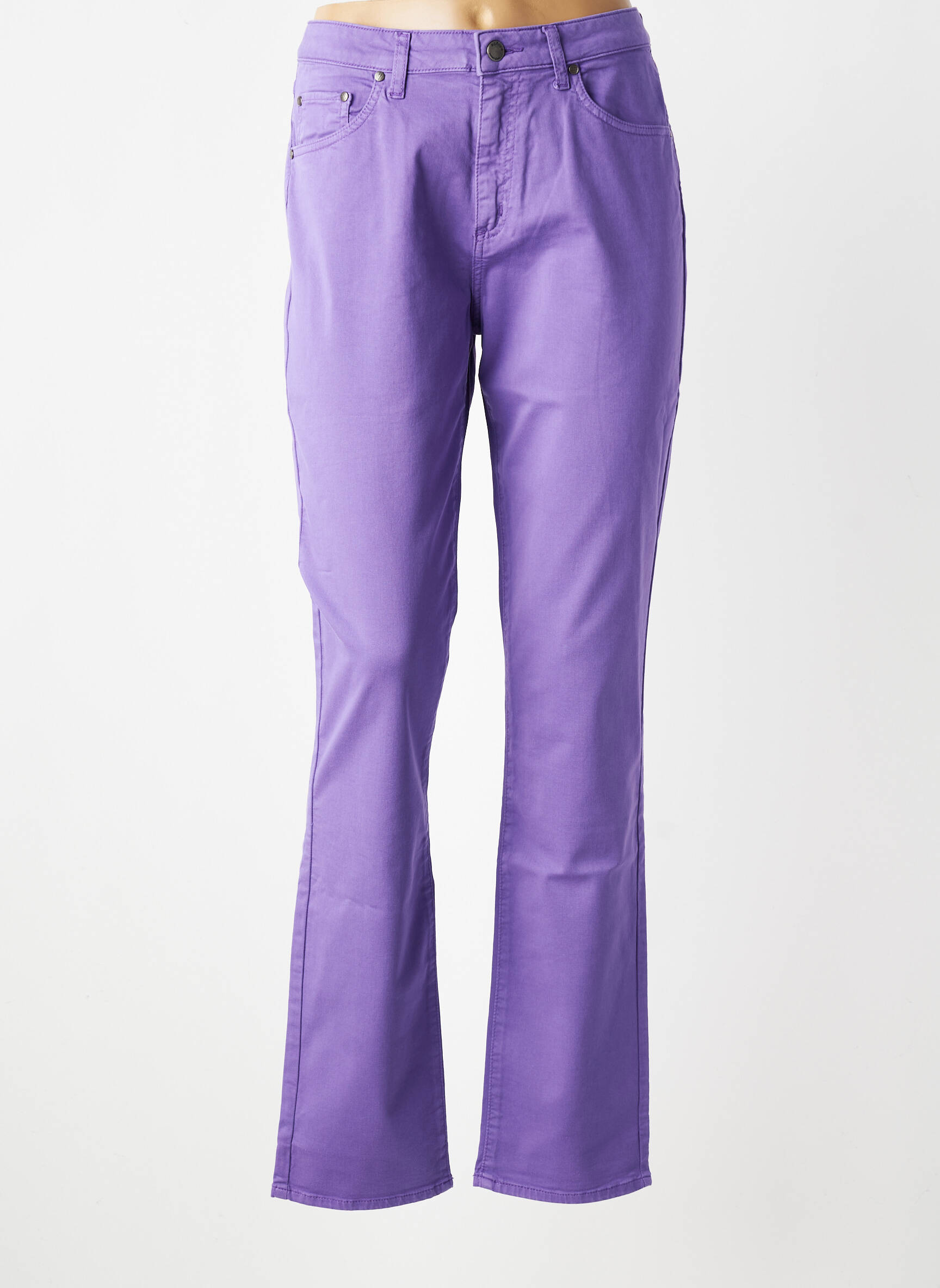 Pantalon droit stretch taille normale violet KANOPE femme