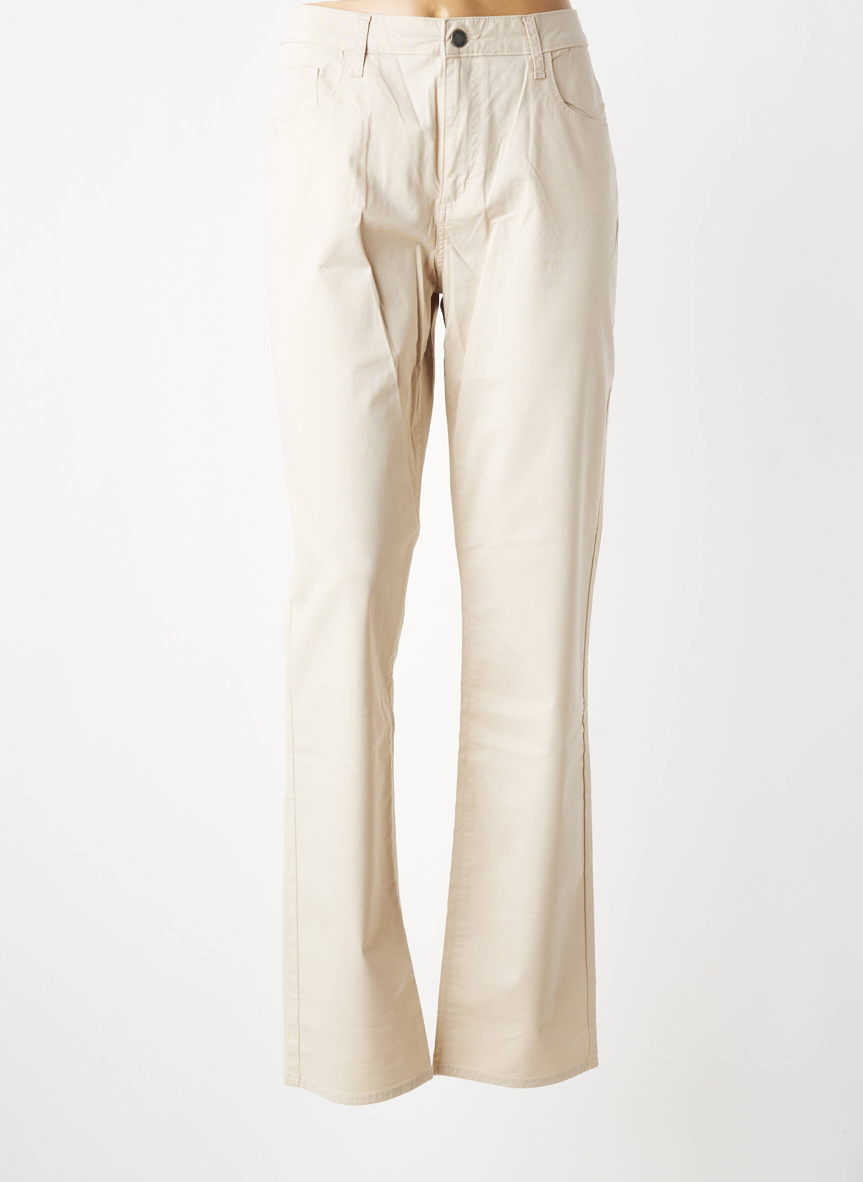Pantalon droit tissage popeline taille normale gris KANOPE femme