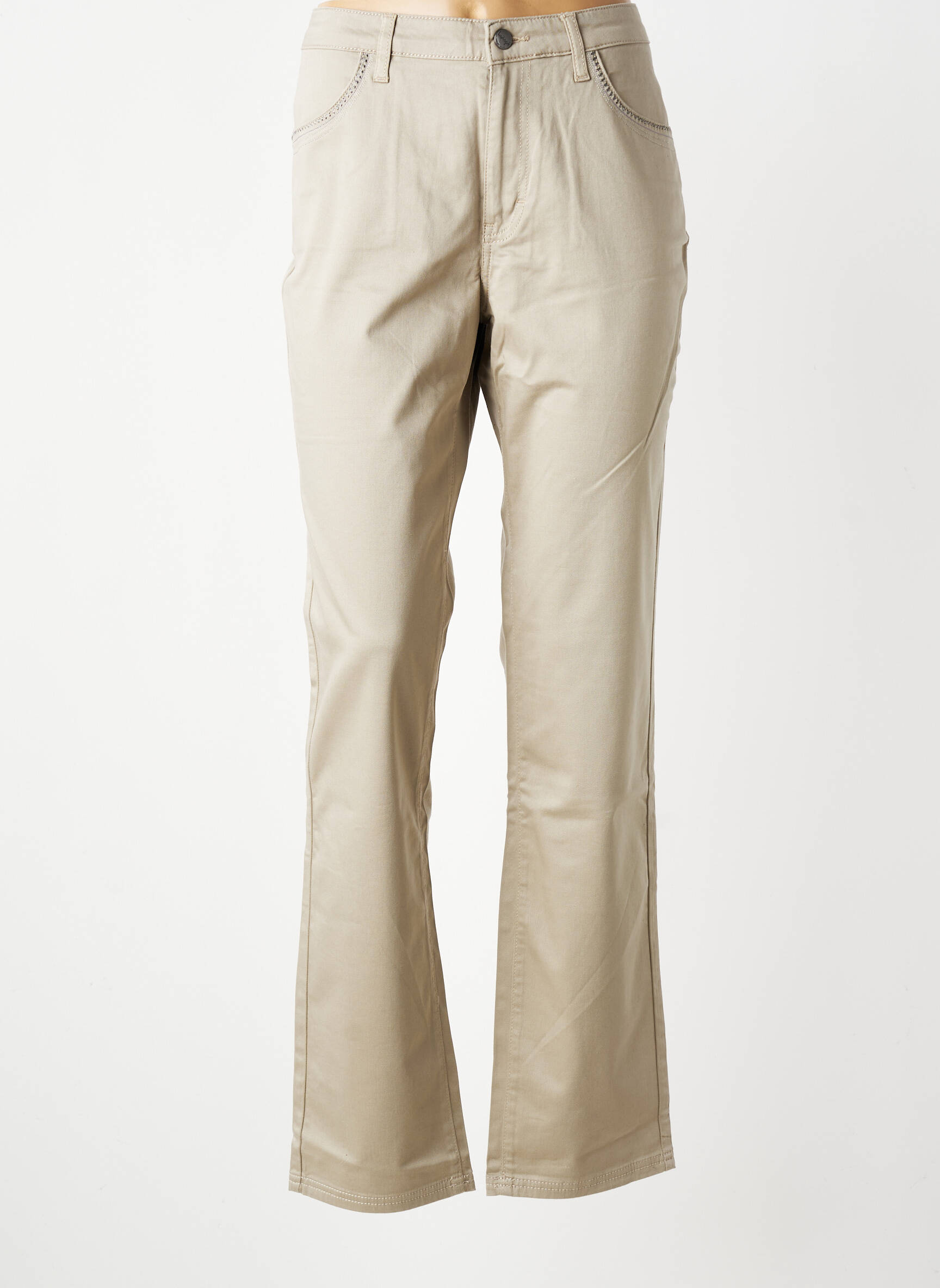 Pantalon droit stretch taille normale beige KANOPE femme