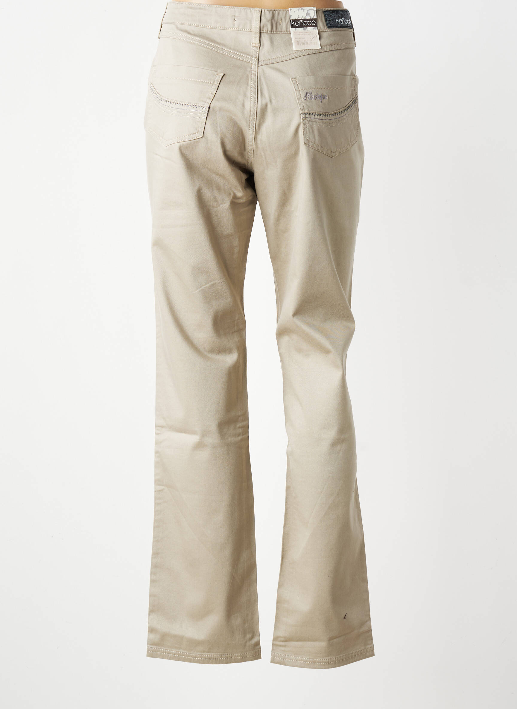 Pantalon droit stretch taille normale beige KANOPE femme