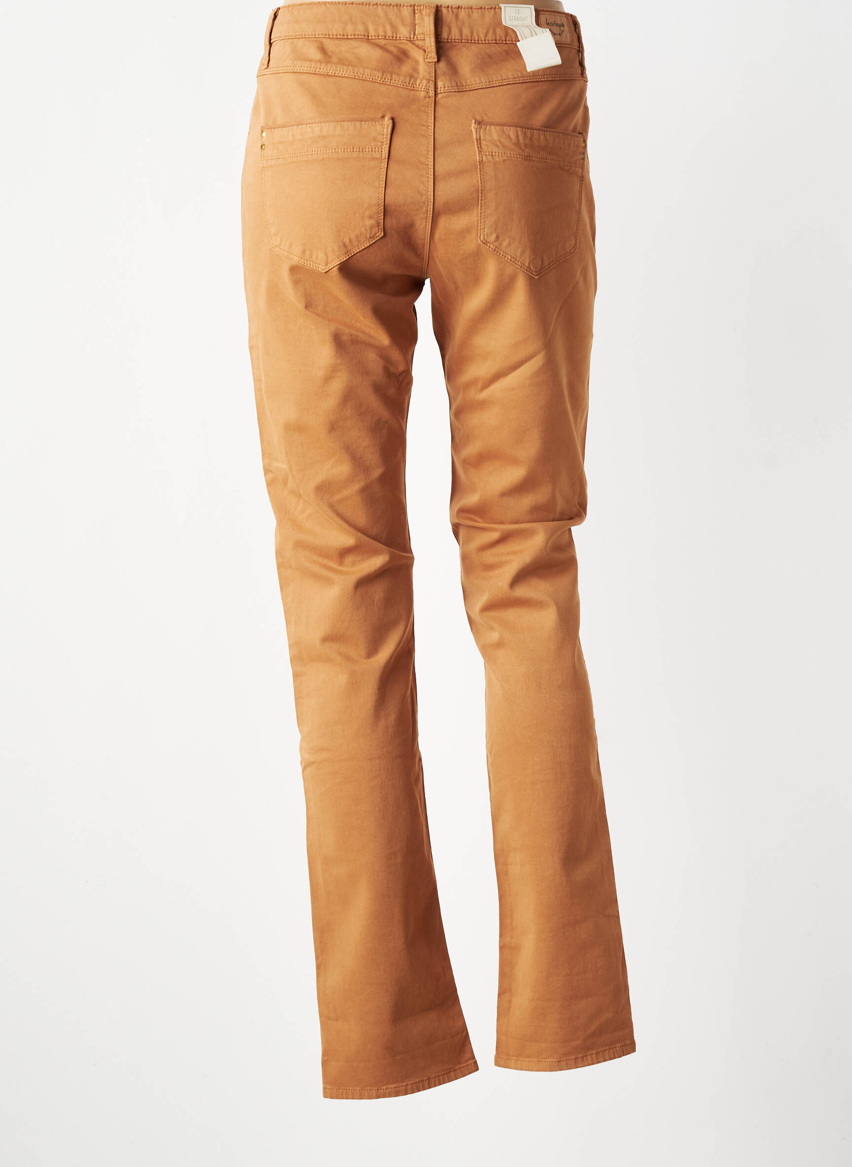 Pantalon droit tissage popeline taille normale orange KANOPE femme