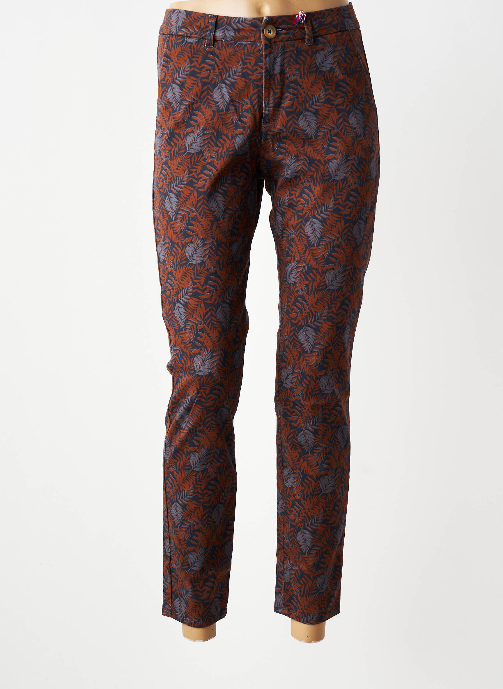 Pantalon chino tissage popeline taille normale orange KANOPE femme