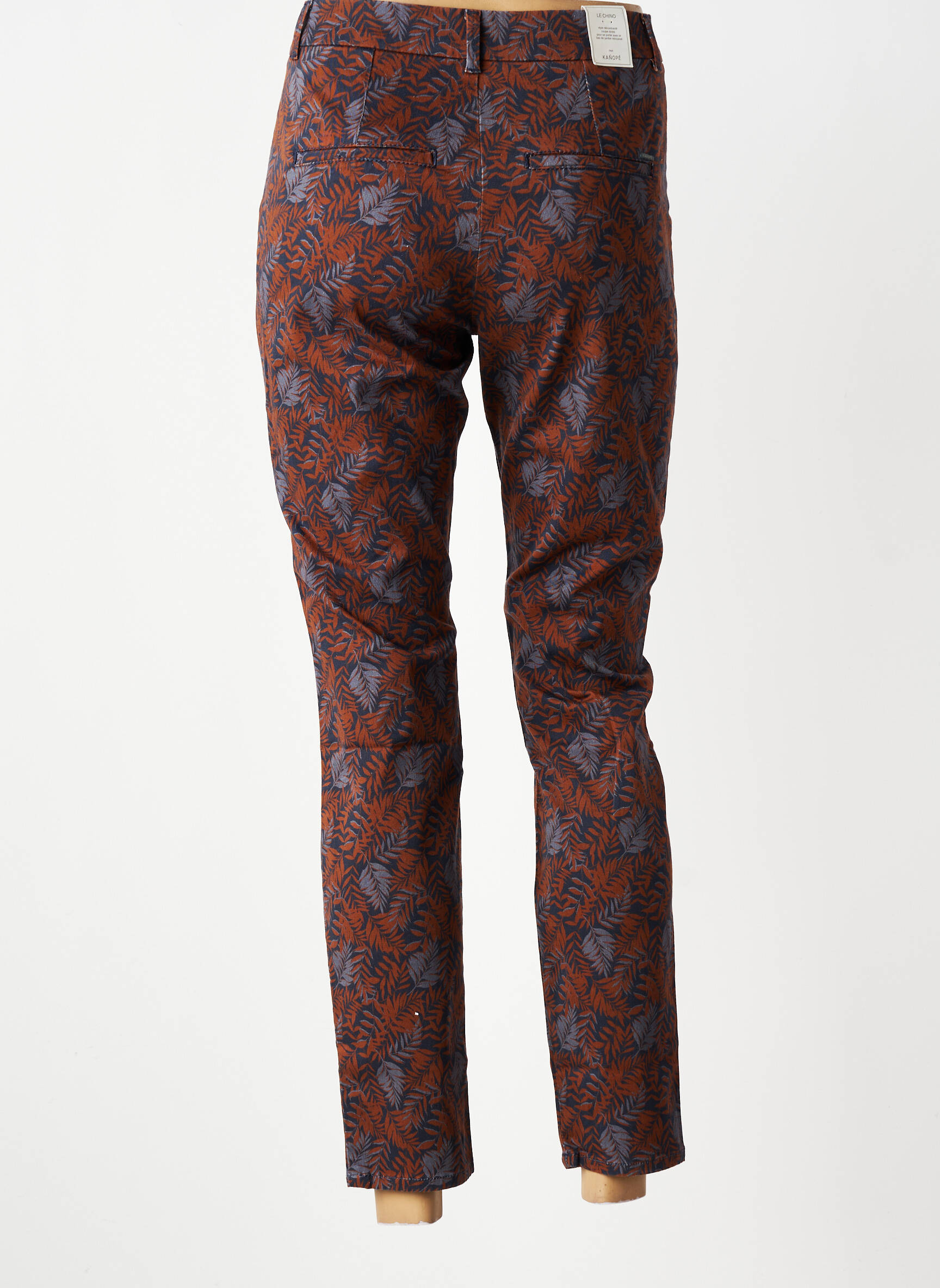Pantalon chino tissage popeline taille normale orange KANOPE femme
