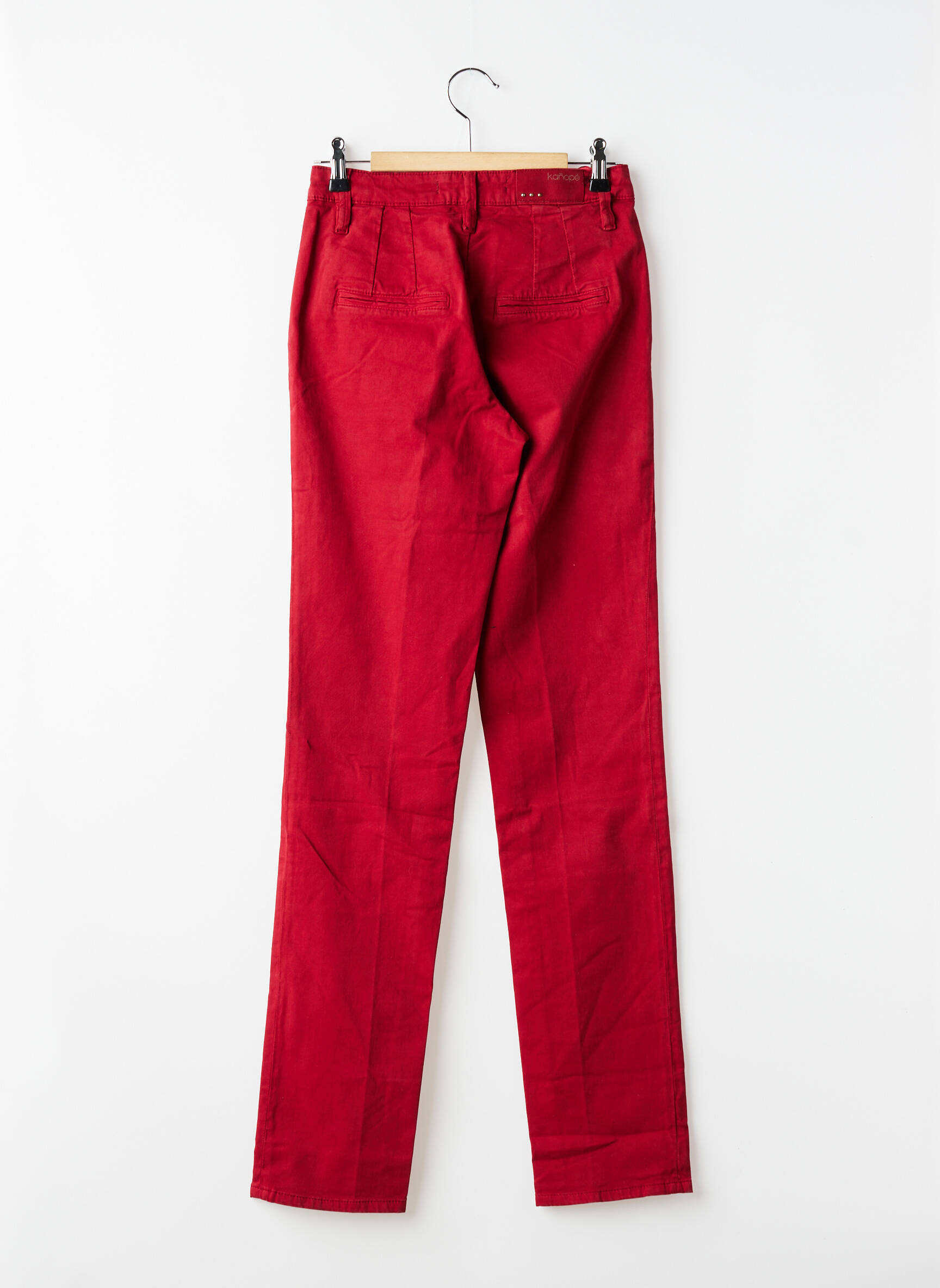 Pantalon chino tissage popeline taille normale rouge KANOPE femme