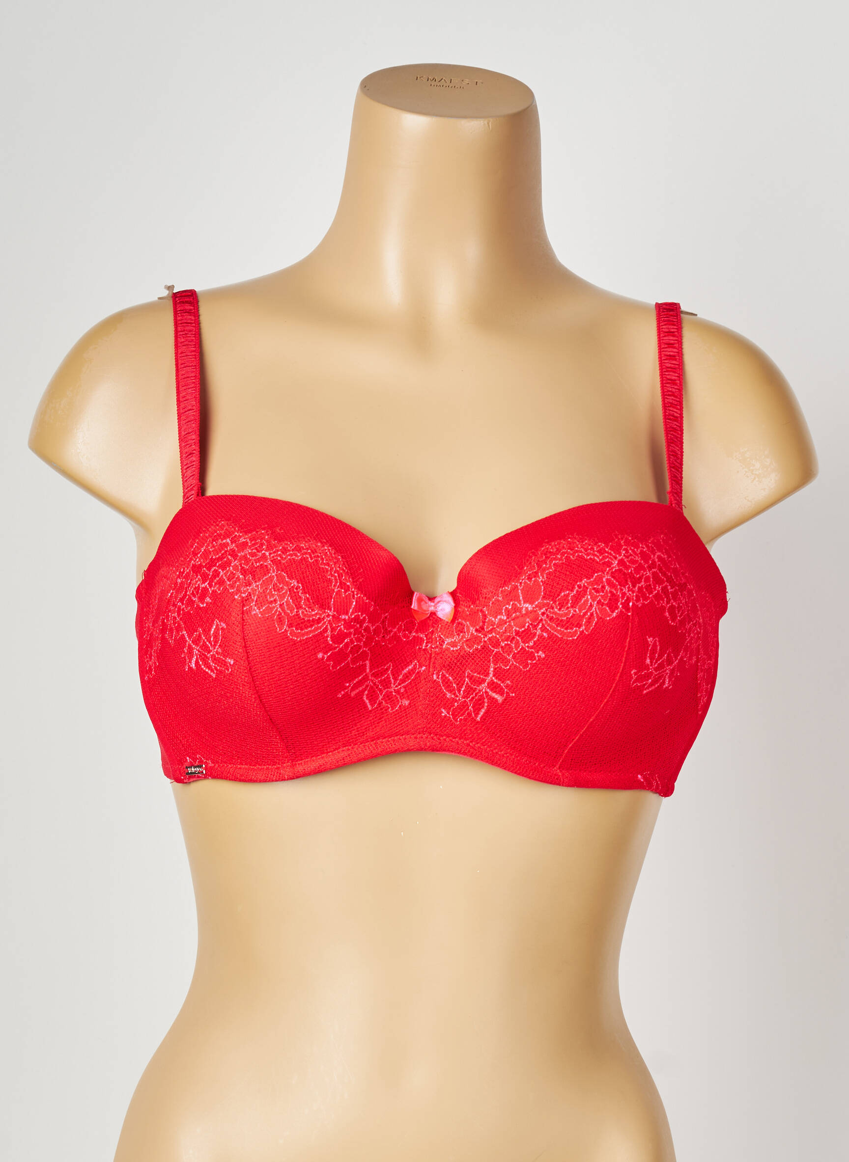 Soutien-gorge avec armature haut bandeau rouge VALEGE femme