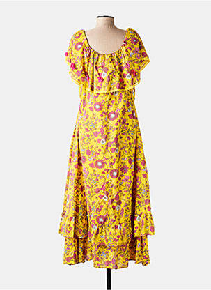 Robe longue manches courtes manches courtes jaune RHUM RAISIN femme