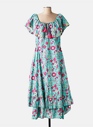 Robe longue manches courtes manches courtes vert RHUM RAISIN femme