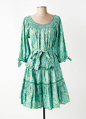 Robe mi-longue manches 3/4 manches 3/4 vert RHUM RAISIN femme