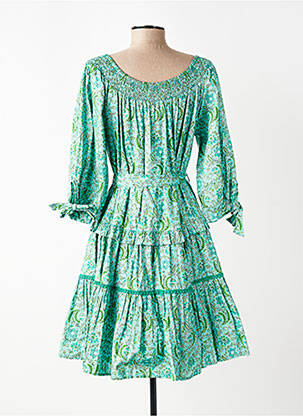 Robe mi-longue manches 3/4 manches 3/4 vert RHUM RAISIN femme