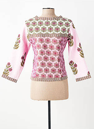 Veste chic col rond rose LUNA LLENA femme