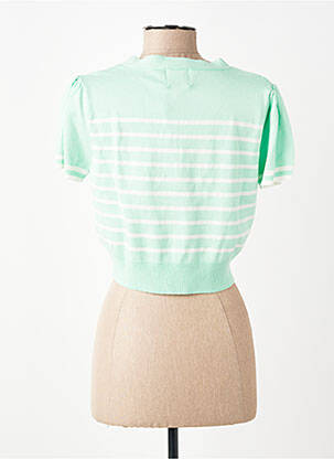 Pull col v manches courtes vert BANNED femme