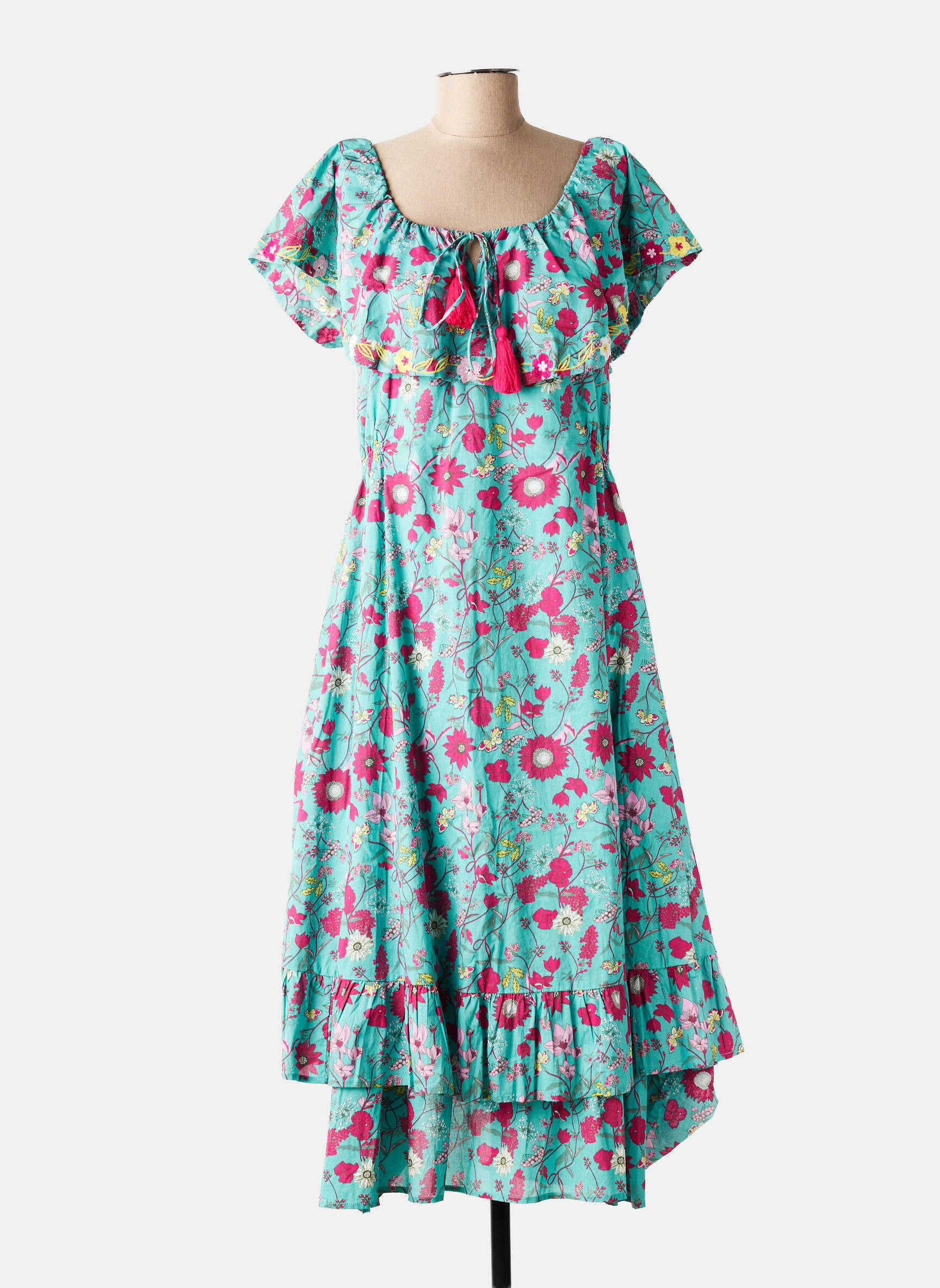 Robe longue manches courtes manches courtes vert RHUM RAISIN femme