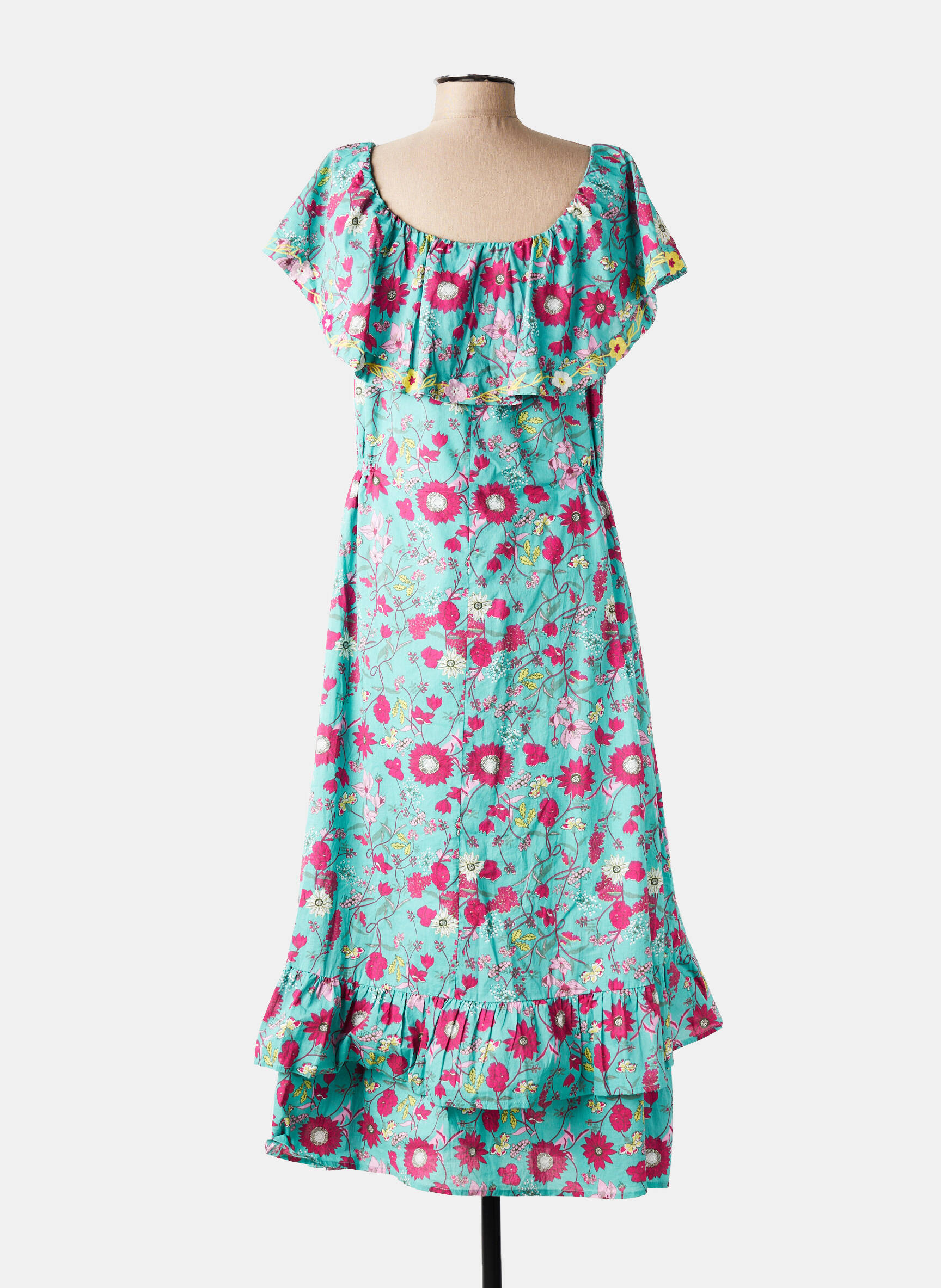 Robe longue manches courtes manches courtes vert RHUM RAISIN femme