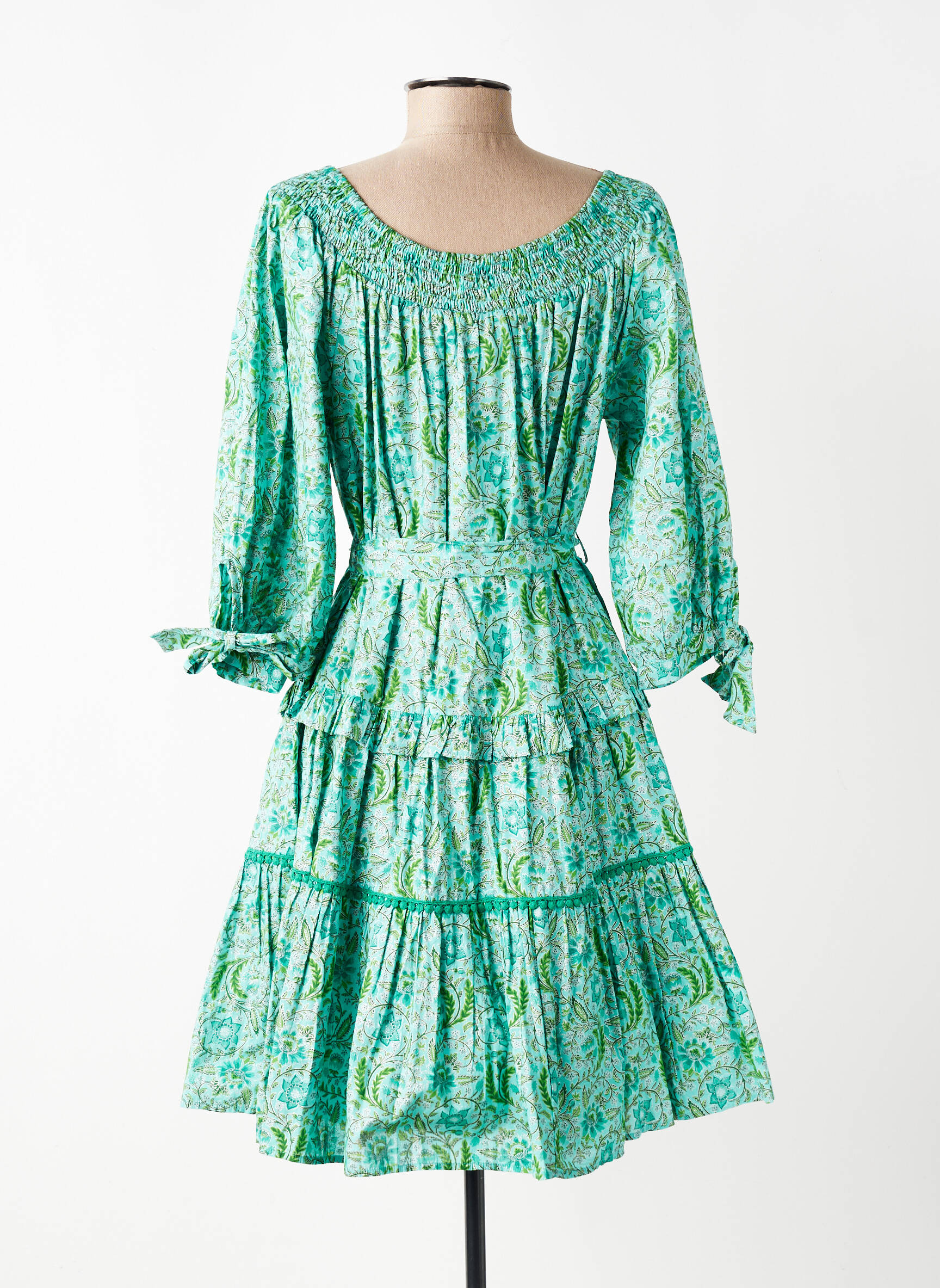 Robe mi-longue manches 3/4 manches 3/4 vert RHUM RAISIN femme
