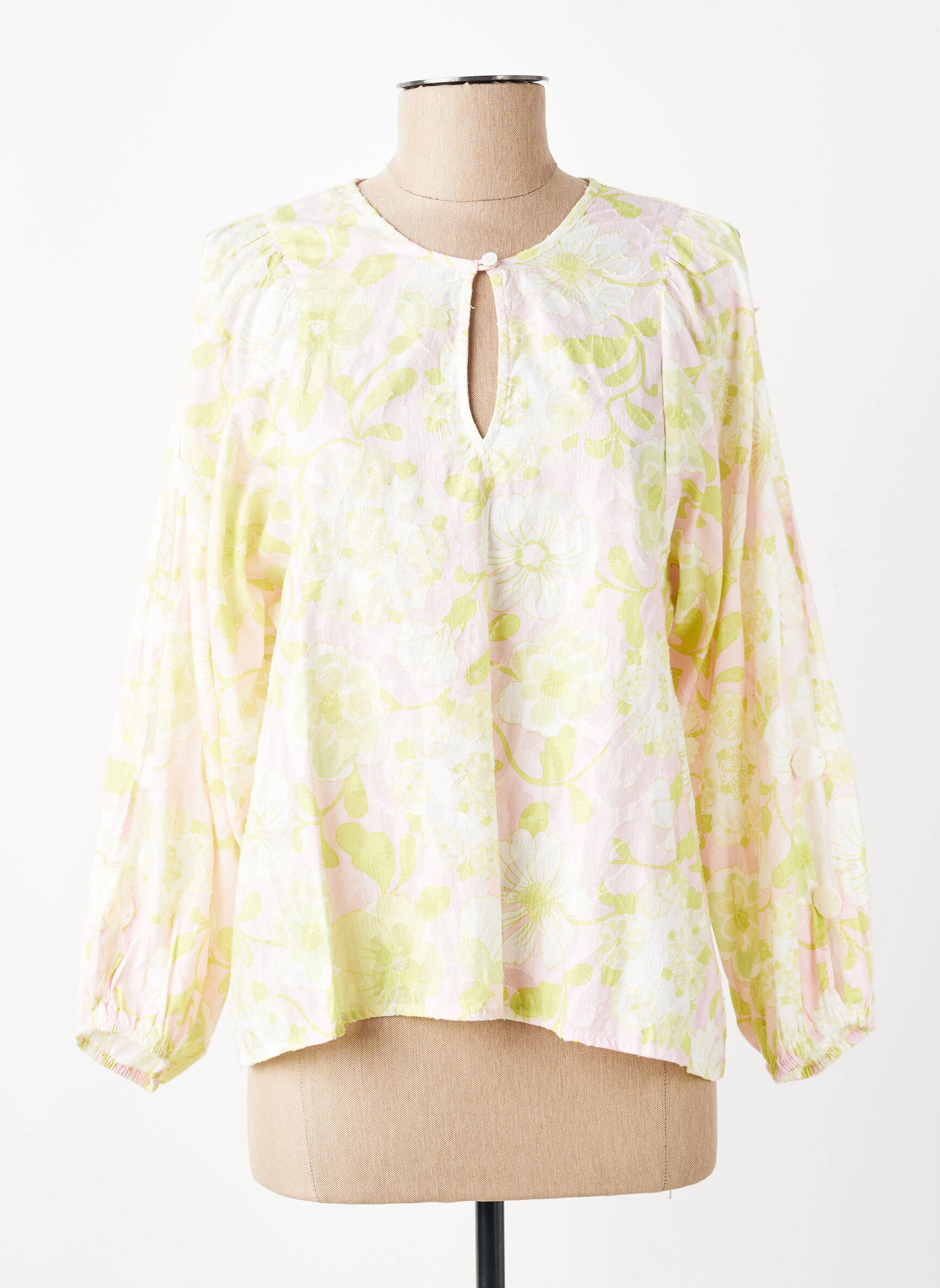 Blouse tissage popeline manches longues vert BRIGITTE BARDOT femme