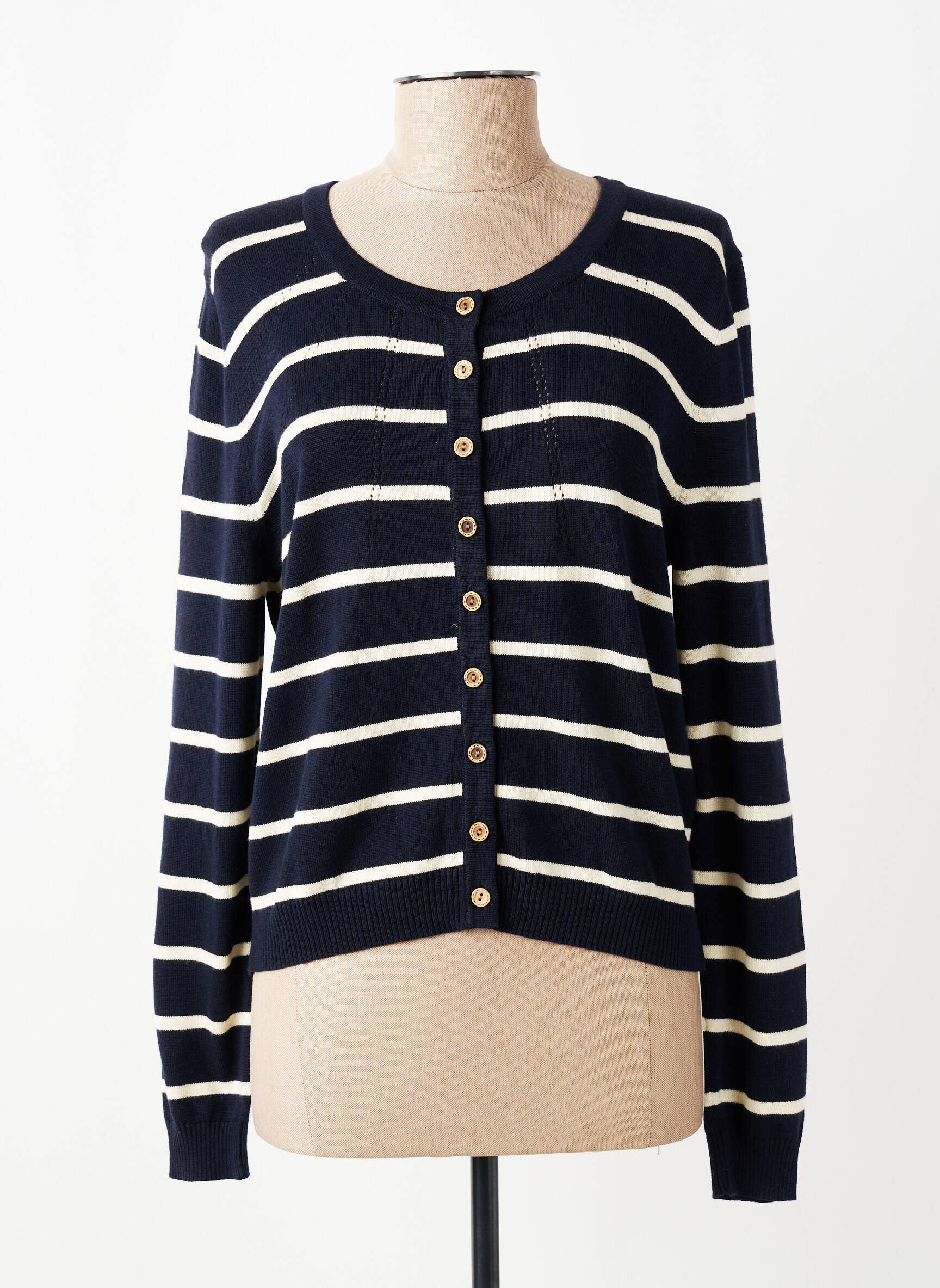 Gilet manches longues col rond bleu BANNED femme