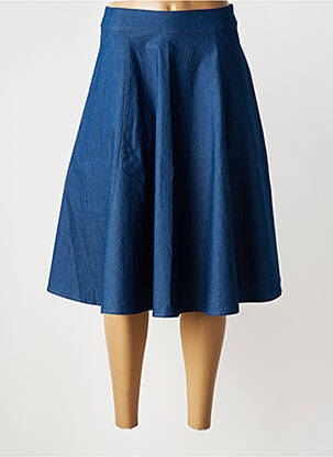 Jupe mi-longue taille à pinces bleu BANNED femme