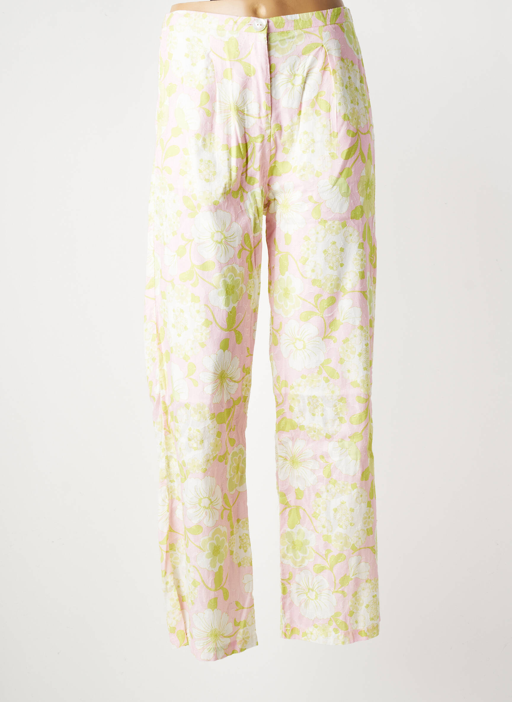 Pantalon droit tissage popeline taille normale vert BRIGITTE BARDOT femme