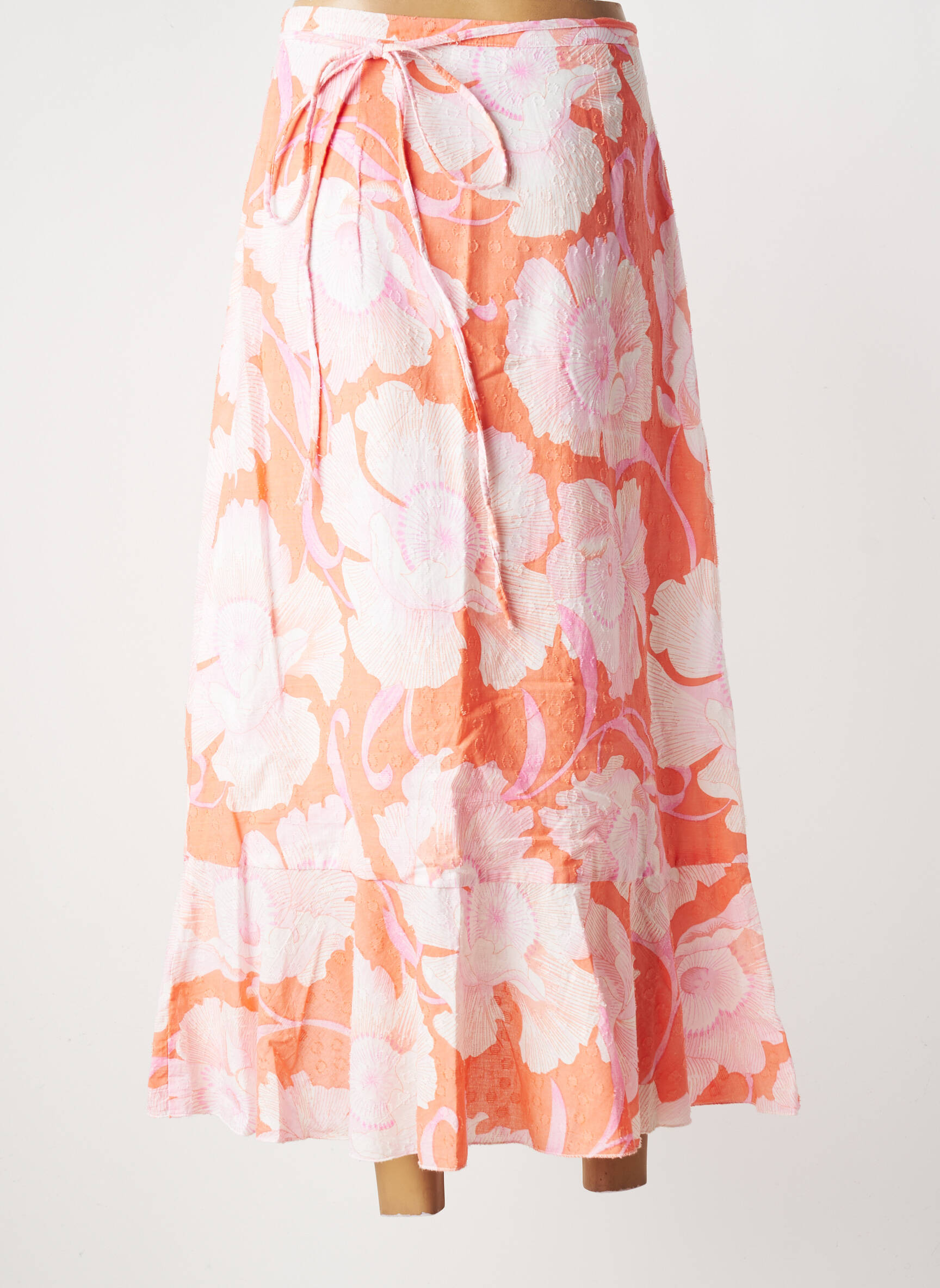 Jupe longue taille élastique orange BRIGITTE BARDOT femme