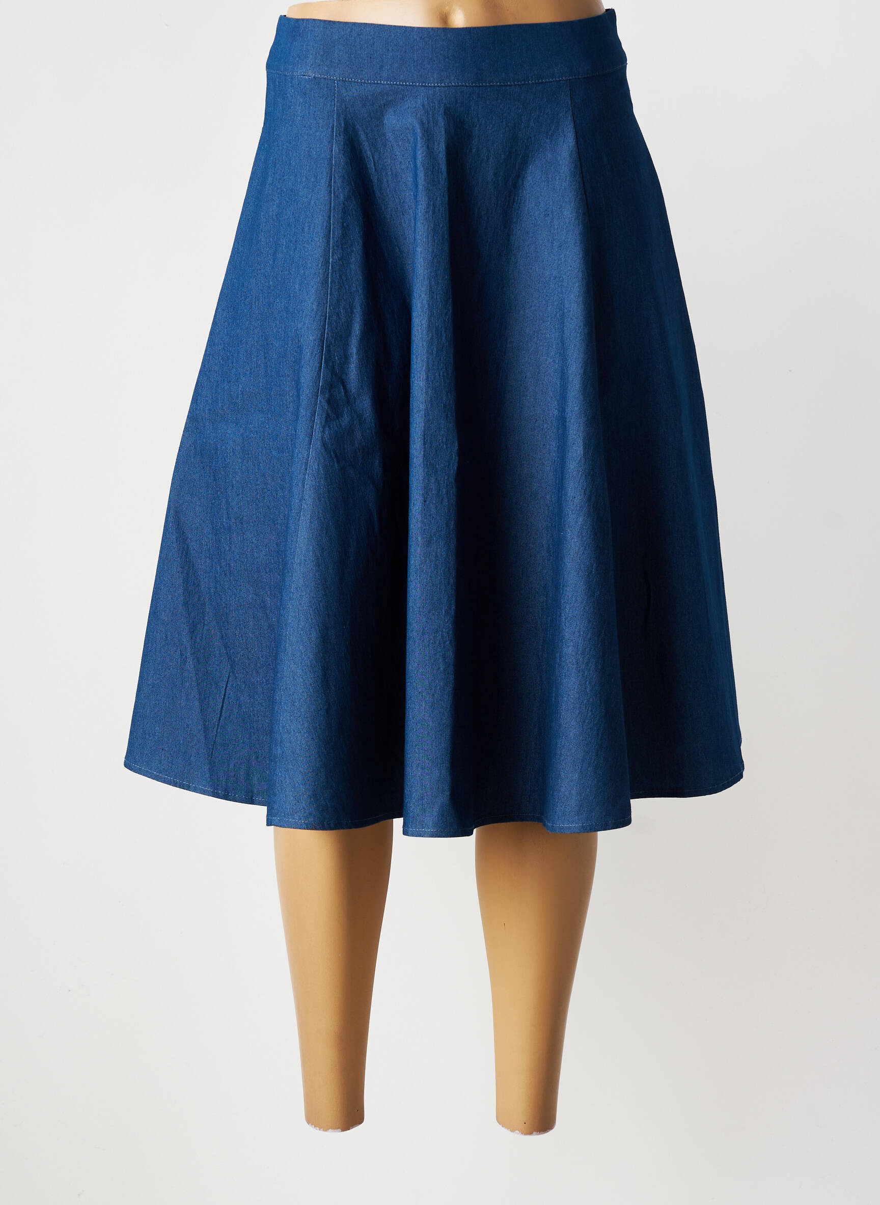 Jupe mi-longue taille à pinces bleu BANNED femme