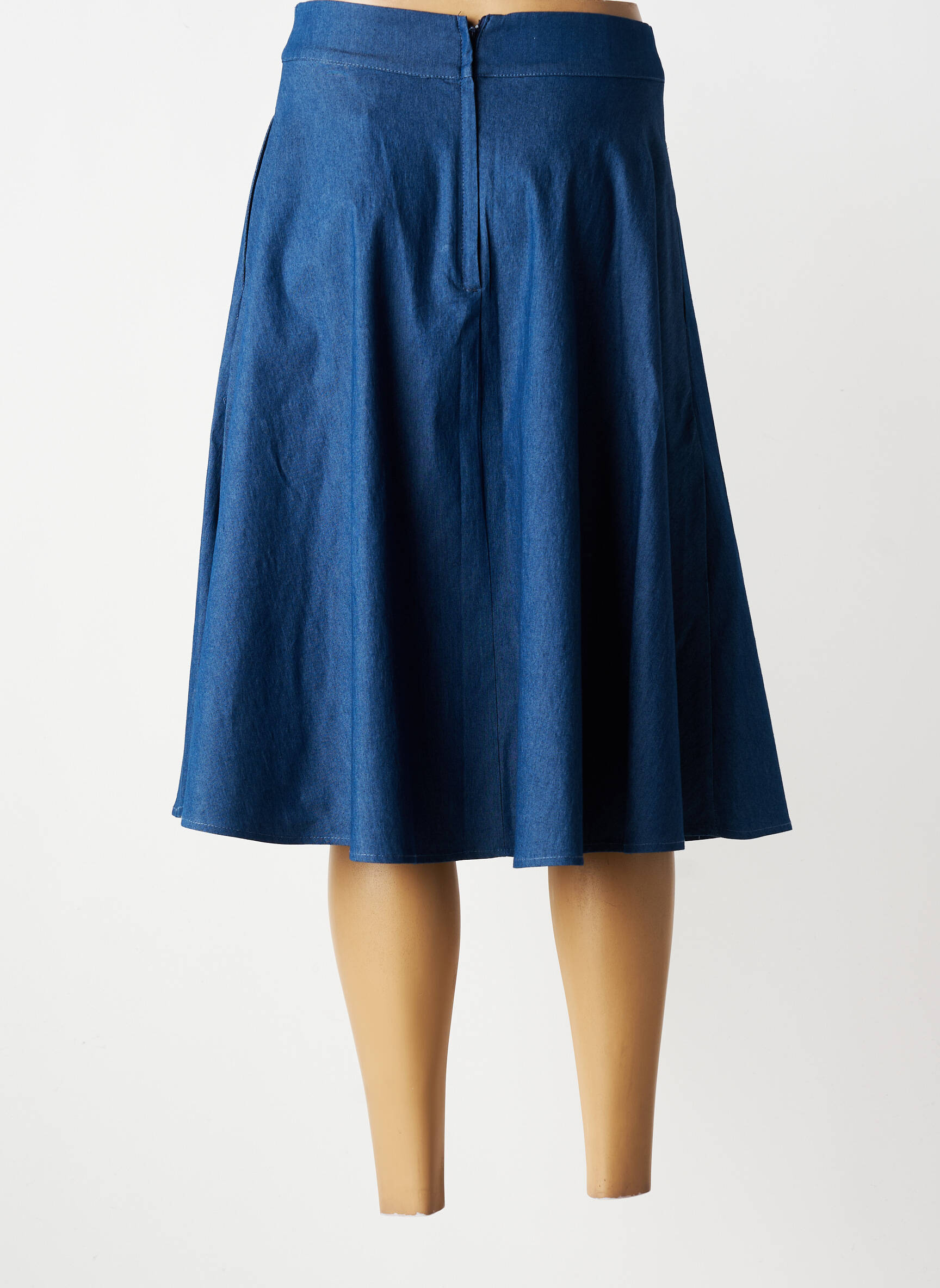 Jupe mi-longue taille à pinces bleu BANNED femme