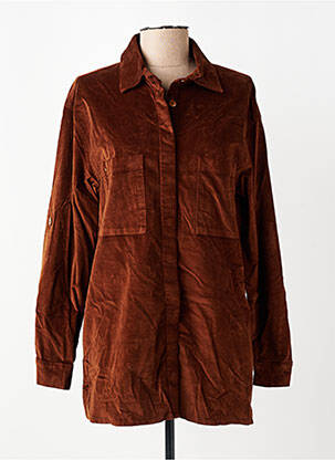 Chemisier coupe droite manches longues marron COUTURIST femme