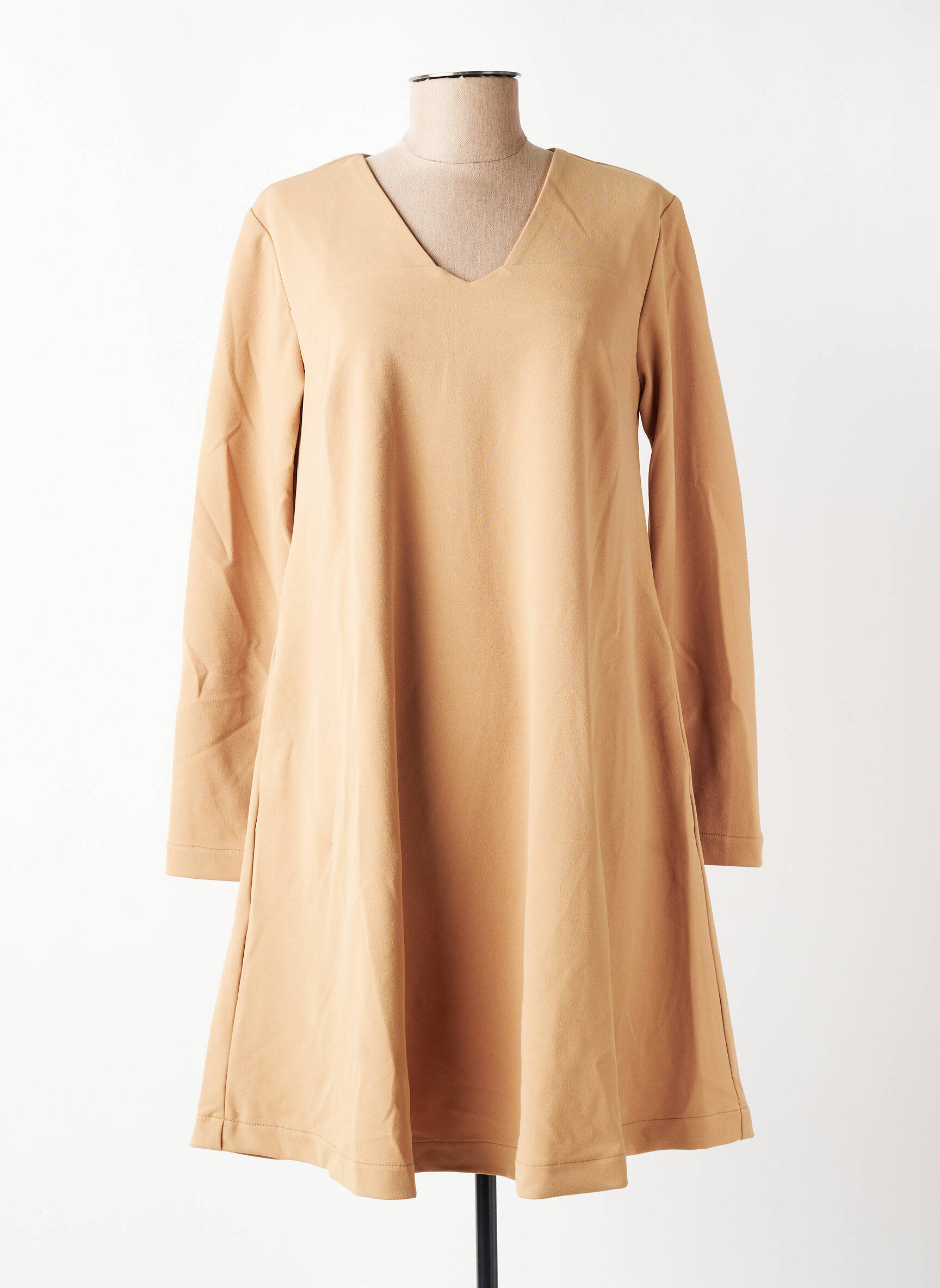 Robe mi-longue manches longues manches longues beige COUTURIST femme