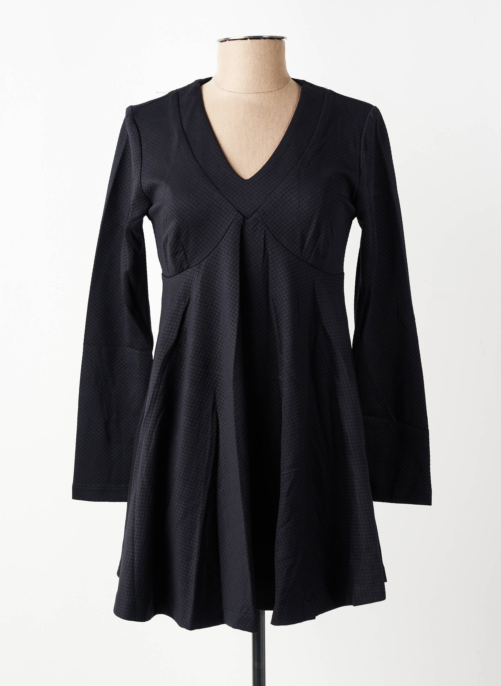 Robe courte coupe évasée manches longues noir COUTURIST femme